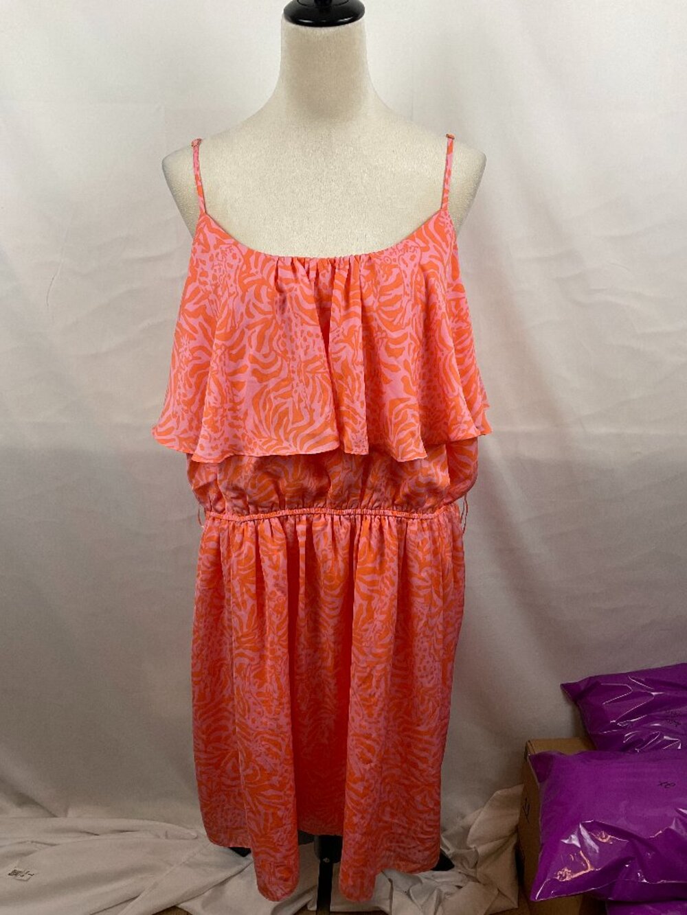 Lilly Pulitzer for Target Sundress 3X Orange Pink Floral Spaghetti Straps